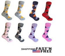 Men's Mid-Calf Multi-Color Groomsman Gift Wedding Party Event Argyle Dress Socks