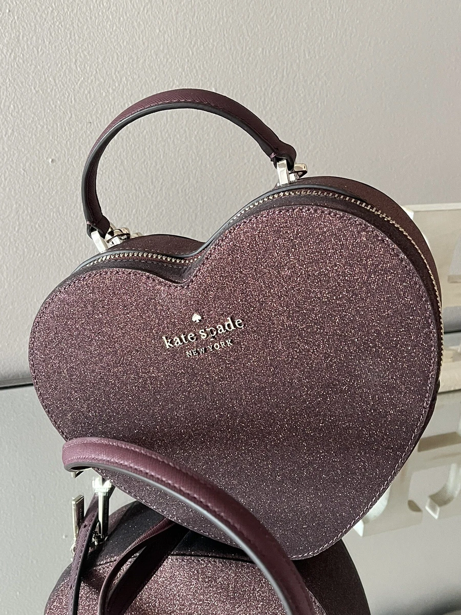 New Kate Spade Love Shack Glitter Heart Purse Crossbody Deep Nova