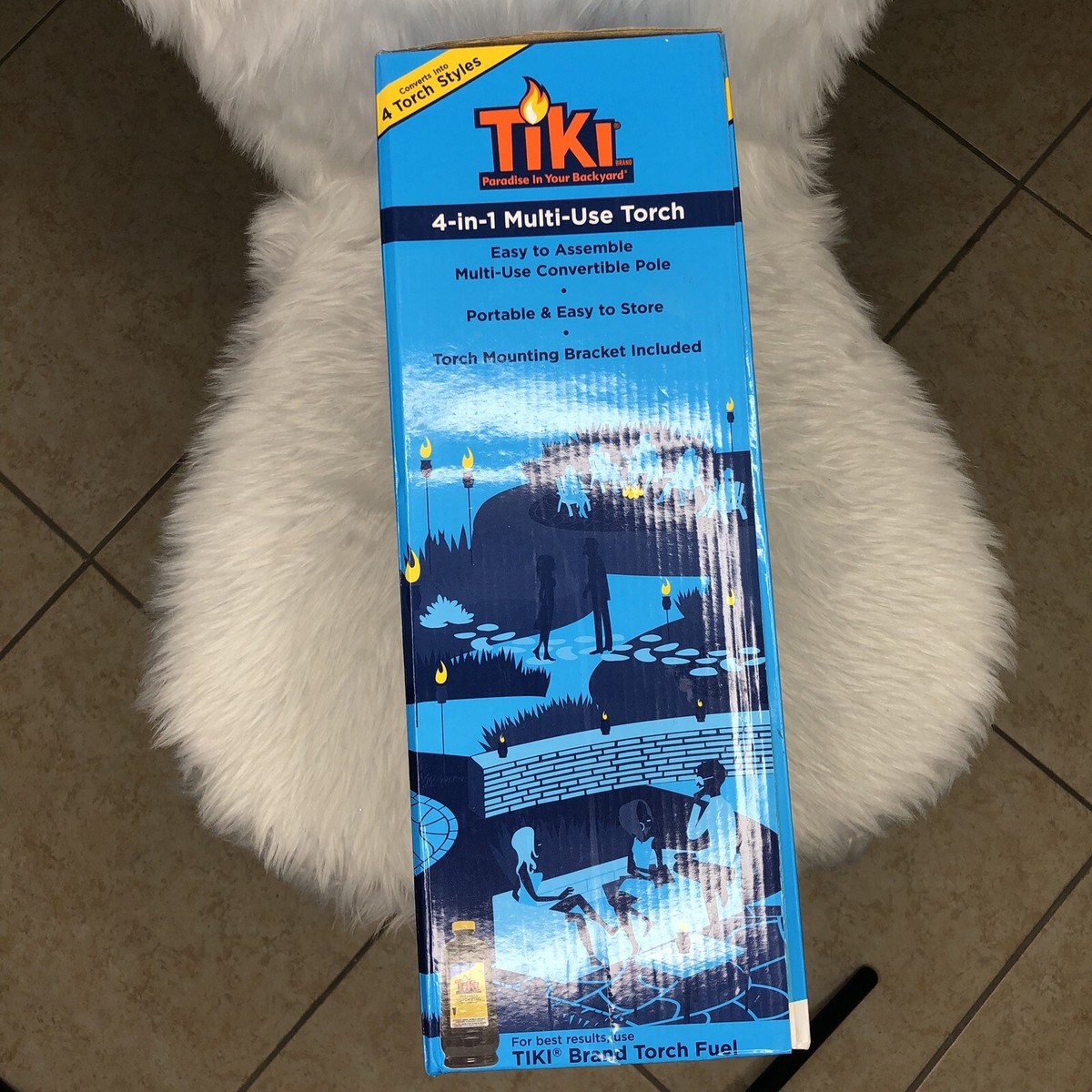 Tiki 4-in-1 Multi-Use Torch – Stone Resin Design, Converts To Deck, Garden, Or Table Torch, Includes Fuel Canister