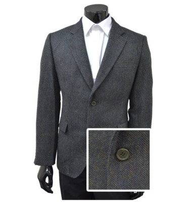 Lloyd Attree & Smith Wool Rich Blue and Green Fleck Herringbone Tweed Jacket - 4