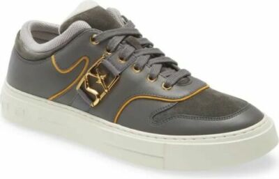 Salvatore Ferragamo NORIS Sparrow/Gray Leather Sneakers Size  display picture 3