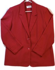ALFRED DUNNER Red Blazer Unlined Shoulder Pads Made In USA Women's Size 10