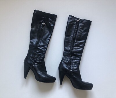 Bottes à Talons Hauts Gianmarco Lorenzi - Pointure 38, Cuir, Fabriqué En Italie, Neuf Avec Défauts Mineurs