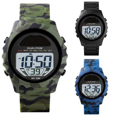 Skmei solarbetriebene Digitaluhr Harzband Alarm Licht Stoppuhr 3 Farben