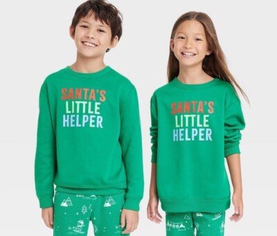 Wondershop Kids Santa's Little Helper Family Pajama Sweatshirt