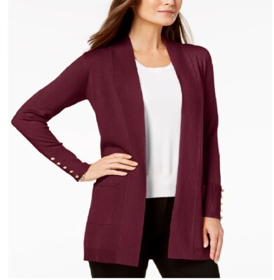 JM Collection Womens Plus 0X Cherry Pie Button Sleeve Cardigan