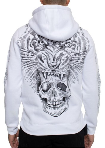 New Mens Sean John White Tiger Skull 