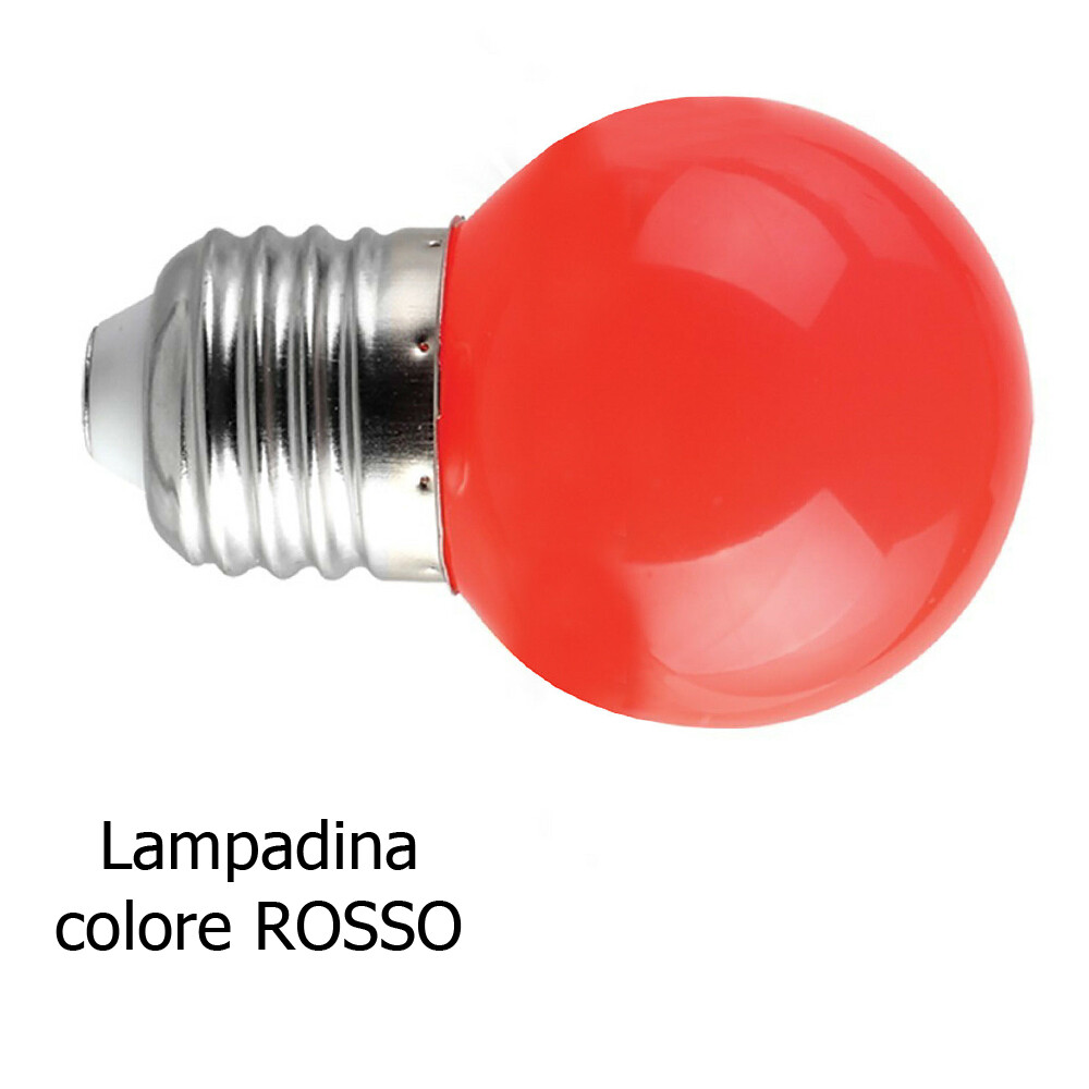 Lampadina LED 1W mini globo E27 colore rosso decorazione casa locale luce ROSSA