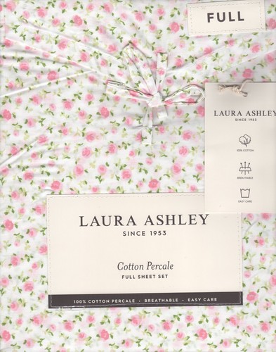 Laura Ashley Full Sheet Set Bessie Floral Pink 4pc Cottage Green Farmhouse Chic - 第 1/4 張圖片