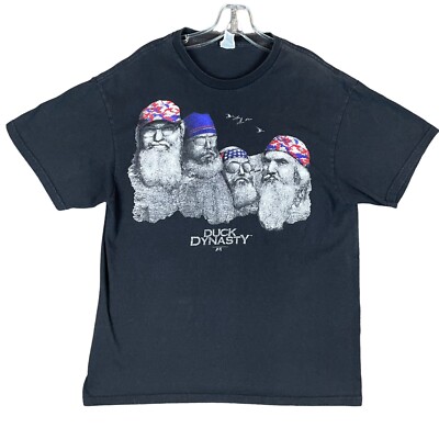 Duck Dynasty Mount Rushmore Patriotic T Shirt Men s L Faded Distressed Black