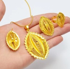 24kt Gold plated Necklace set, habesha earrings jewelry, Dubai African Jewelry