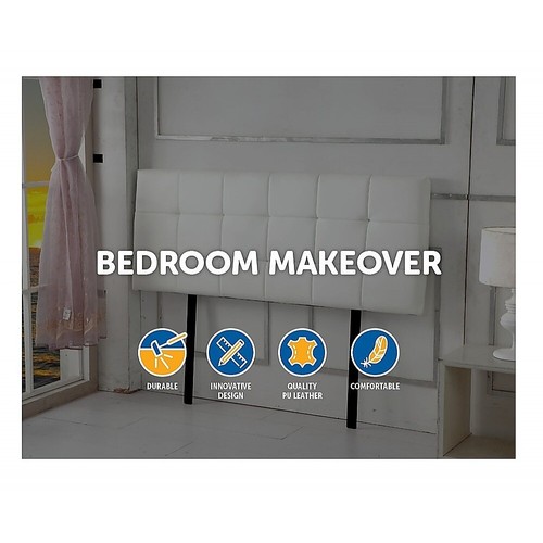 PU Leather Double Bed Deluxe Headboard Bedhead Bedroom Furniture - White - Picture 4 of 6