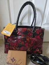 Patricia Nash Leather Primrose Satchel Rustic Mums Handbag