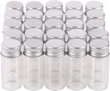 100 10Ml Vials Small Mini Tiny Glass Bottles Clear Empty Jars with Aluminum Top
