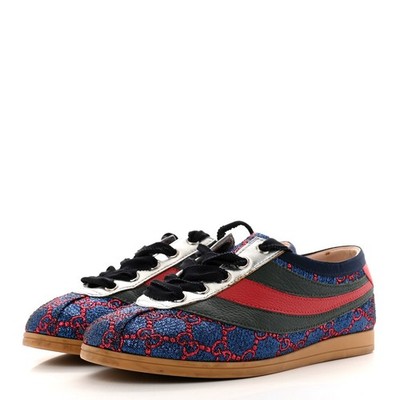 Gucci Lurex Calfskin Web Glitter GG Monogram Men's Falacer Sneakers Size US 11