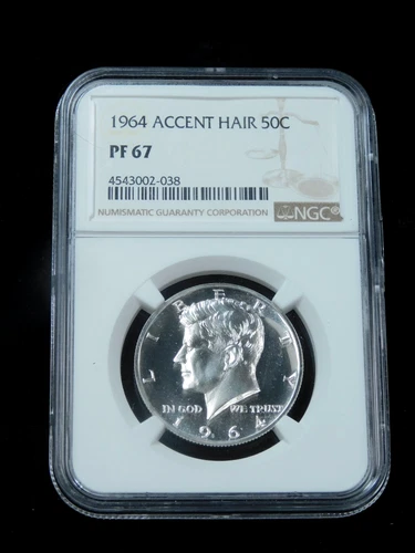 1964 50c Proof Kennedy Silver Half Dollar - NGC PF67 Accented Hair
