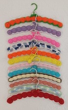12 Vintage Crochet Yarn Covered Wood Clothes Hangers Multicolor Assortment