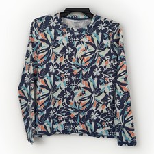ROXY Top Womens M Floral Long Sleeve UPF 50 Rash Guard Swim Summer Beach Artsy