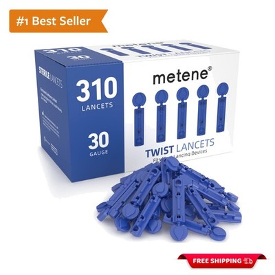 310 Count Sterile 30 Gauge Lancets for Pain-Free Blood Sugar Testing, Dark Blue