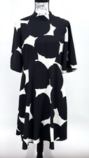 Kate Spade Mini Dress Size 10 Black White Abstract Print Mock Neck A-Line Career