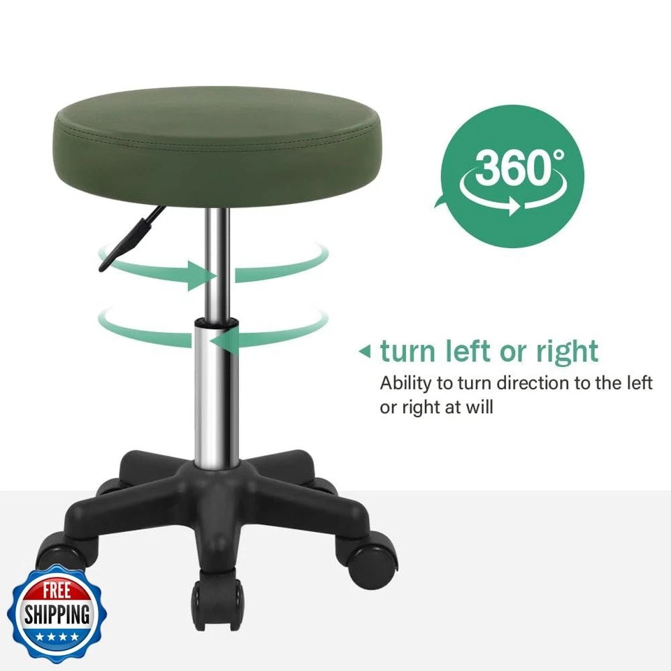 FURWOO Round Rolling Stool Height Adjustable Stool with Wheels for Spa Salon  - Image 4 of 4