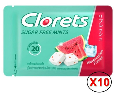 Clorets Sugar Free Candy Watermelon Freeze Menthol Mint 10 pices in each pack