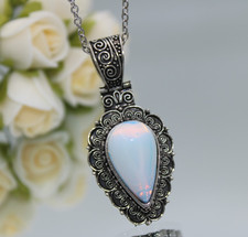 Collana Pendente Stile Colonna In Opalite Rosa | Placcata Argento, 18 Pollici | Fatta A Mano Nel Regno Unito - Foto 4