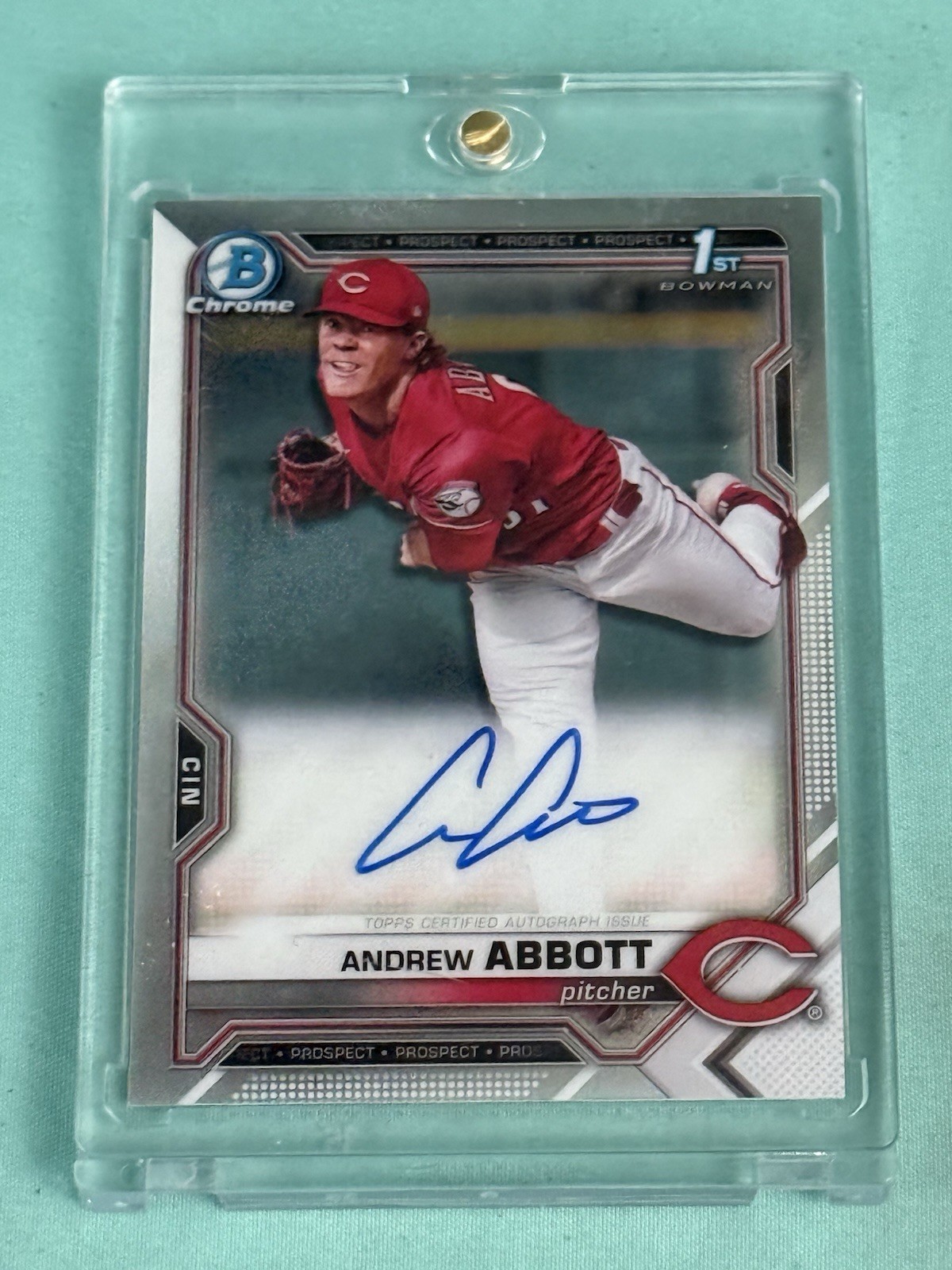 2021 Bowman Chrome 1st Draft Andrew Abbott RC ON CARD Auto CDA-AA Rookie