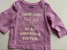 NEW awesome Baby sister long sleeves purple t-shirt size 6 months