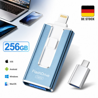 Speicherstick 256GB 4-in-1 Push-Pull Type-C-Adapter für iPhone Android PC Handy