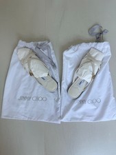 Jimmy Choo Jess Leather Sandal White/Ivory Size 35.5 US W5.5 . Light wear.