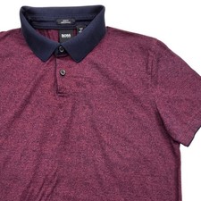 BOSS Hugo Boss Slim Fit Mercerised Polo Shirt Pitton Burgundy Red Mens Large