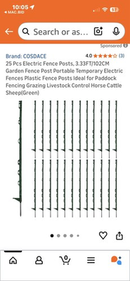 #ad 25 Pcs Electric Fence Posts 3.33FT Garden Temporary Electric Fences Livestock $34.98