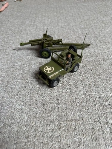 Vintage Dinky Toys Military American Jeep And Gun Set