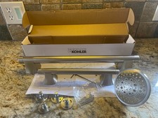 Two Kohler Rubicon Shower Grab Bars / Shower Head / Brushed Nickel / ADA Comp.
