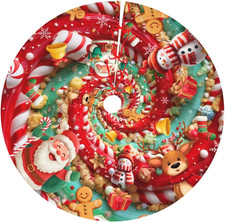 Santa Claus Traditional Christmas Tree Skirt Holiday Party Xmas Tree Skirt Mat C
