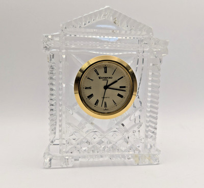 Vintage Waterford Crystal Ireland Grecian Mantle Desk Clock Stickered 
