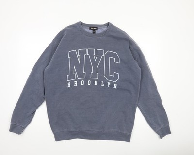 QED London Herren Sweatshirt Blau NYC Brooklyn M Rundhals