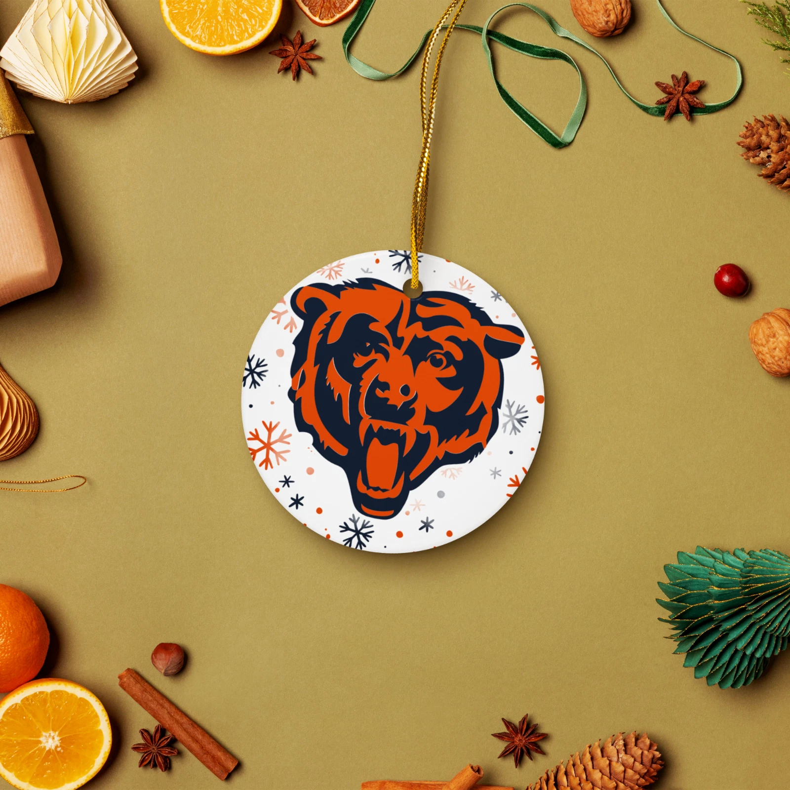 Chicago Bears Christmas Tree Holiday Flat Ornament