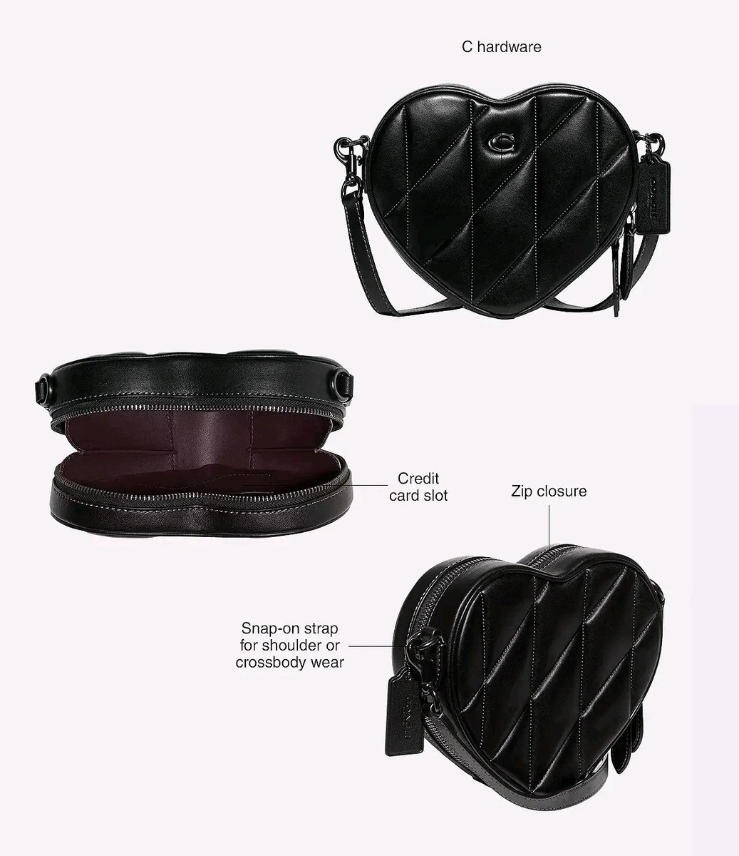 Coach Heart Crossbody Bag With Quilting Clutch In Leather