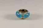 Pandora 14k Gold Light Blue Murano Glass "Mystic" Bead Charm Retired - #750403