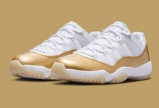 Nike Women's Air Jordan 11 Retro Low Shoe White Gold Mother's Day AH7860-102 NEW