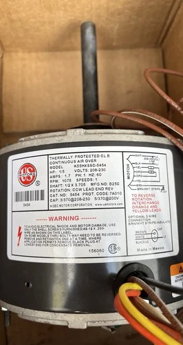 US Motors K55HXSSC-5454 Condenser Fan Motor 1/5 HP 1075 RPM 208-230V – Open Box