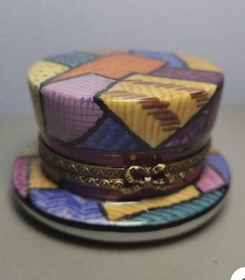 #ad Limoges Paint Main Hinged Steam Punk Trinket Box Hand Painted $89.00