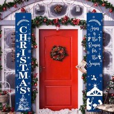 2 Pcs Christmas Nativity Scene Porch Sign Jesus Is The Reason for The Season ...