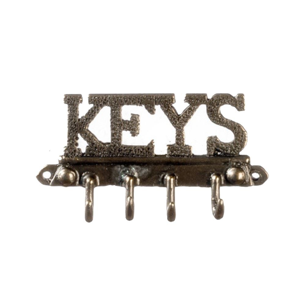 Dolls House Key Rack Antique Brass Wall Hall Miniature Kitchen Accessory 1:12