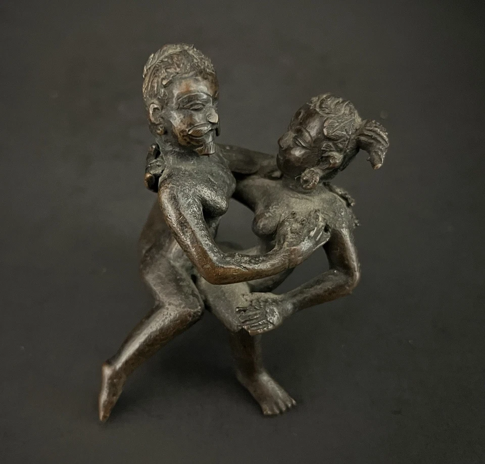 Arte tibetano tántrico de principios del siglo XX Vajrasattva Yab-Yum escultura budista de bronce Foto 2 de 4