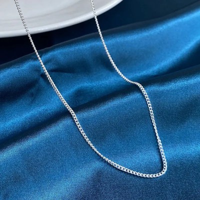 Sterling Silver Side Chain Necklace 2mm 40-75cm Men Women Wedding Jewelry 1 Pc