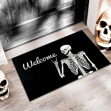 Skull Doormat Funny Halloween Skull Welcome Door Mat,Living Room Kitchen Floo...