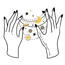 Pegatina Celestial (3 Pulgadas) Mística Boho Manos Sosteniendo las Estrellas de la Luna del Universo!